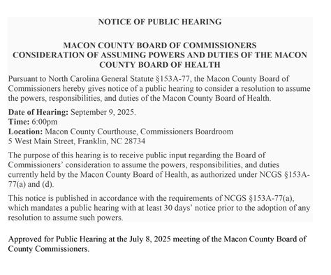 Public Notices | Macon County North Carolina | Macon NC Government