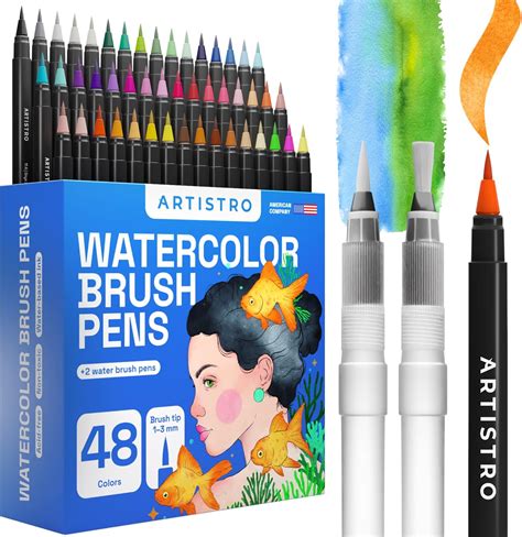 ARTISTRO Watercolor Brush Pens, 48 Colors + 2 Water Brushes. Unique ...