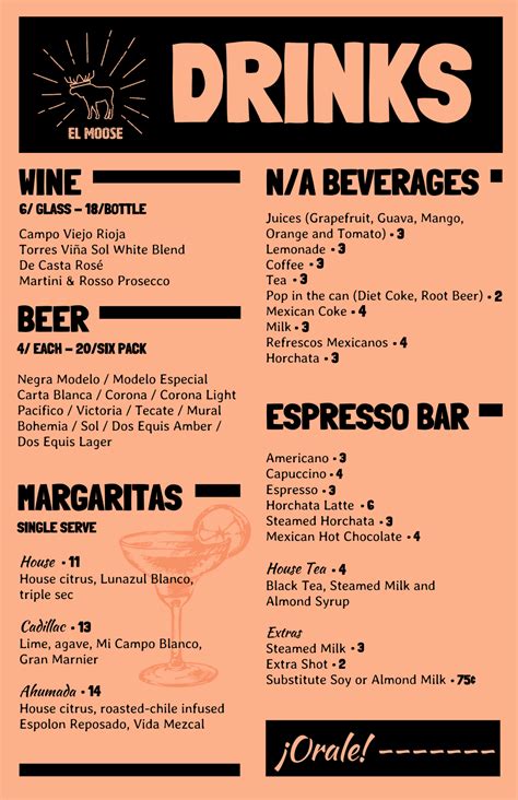 Beverages Menu