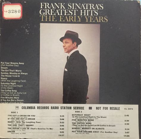 Frank Sinatra - Frank Sinatra's Greatest Hits The Early Years (1966 ...