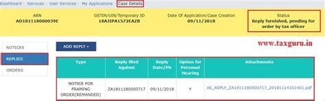 Manual on Filing reply for GST proceedings initiated for Remanded Cases