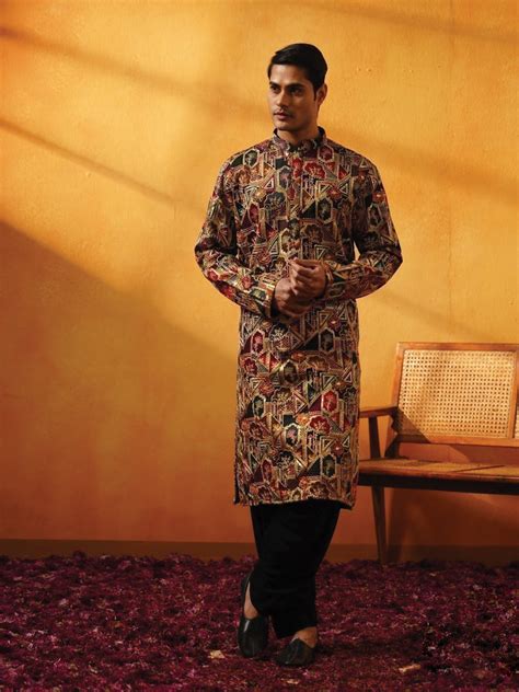 Copper Black Ethnic Art Print Kurta Set – Suvidha Fashion