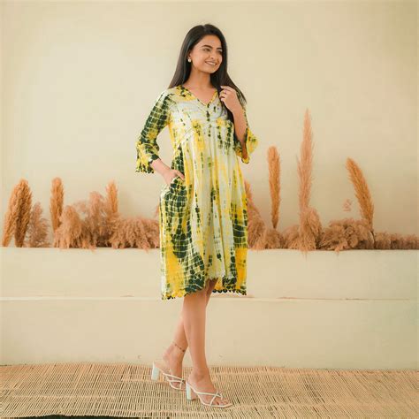 Pink Tie Dye Pure Cotton Summer Casual Midi Dress | Fashiana