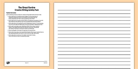The Great Famine - Creative Writing Activity Ideas - Twinkl