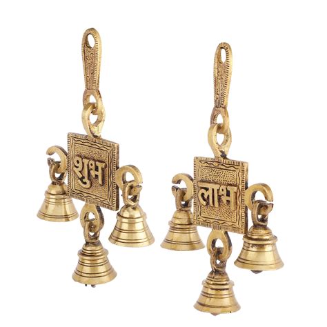 Mla's Decor Brass Shubh Labh Door Hanging Bells Set, Hanging Bells for ...