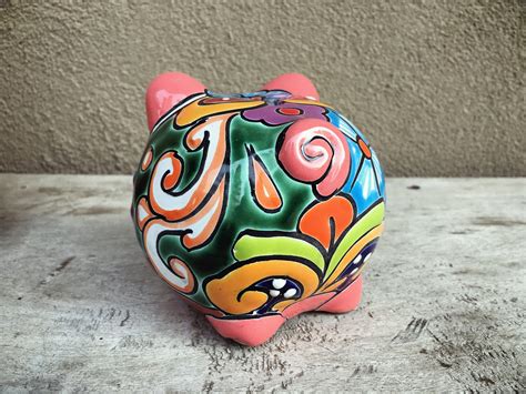 Talavera Pottery Piggy Bank Pink and Blue, Child's Bedroom Decor ...