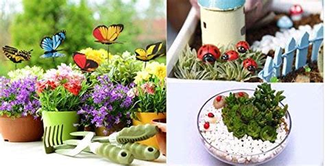 Buy Krisah 5 pcs Butterflies Stakes & 5 pcs Ladybugs Garden/Plant Décor ...