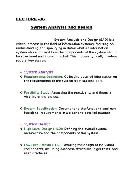 Cyber Security Lecture 06 - LECTURE - System Analysis and Design System ...