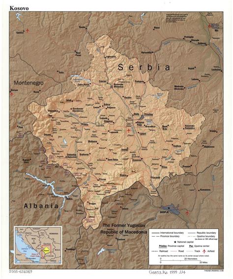 Large detailed political and administrative map of Kosovo with relief ...