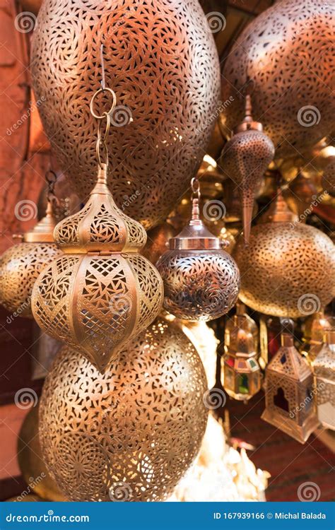 Moroccan Style Hanging Lamps at the Market in Medina. Lamps and ...