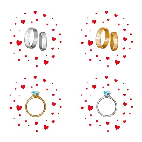 Premium Vector | Wedding ring illustration, gold and silver engagement ...