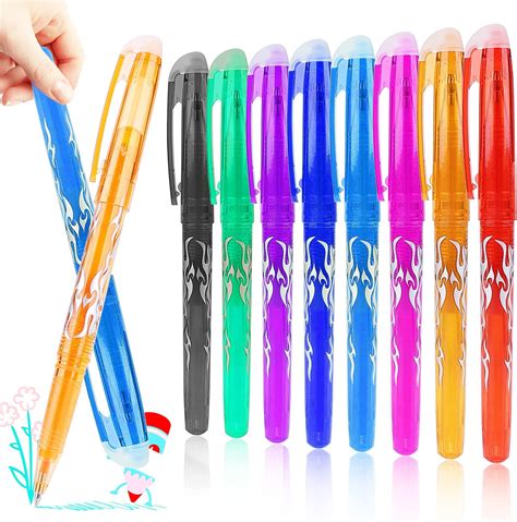 8 Erasable Pens Rub Out Pens - Eraser Pen Erasable Gel Pens with ...