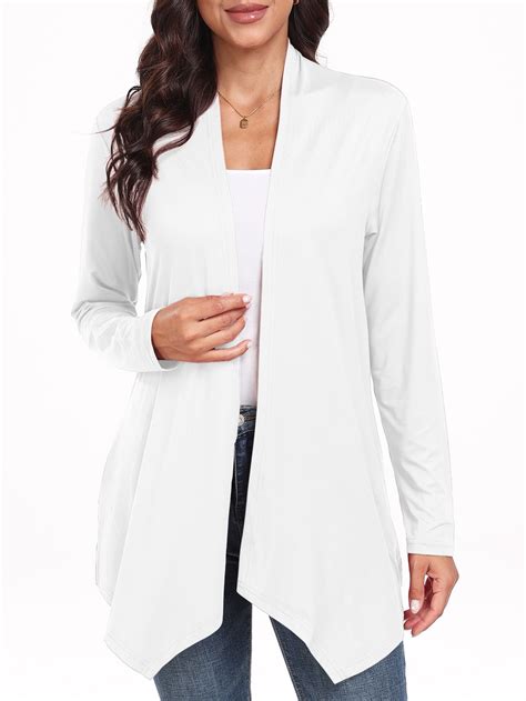 JWD Womens Casual Lightweight with Pocketes Long Sleeve Open Front ...