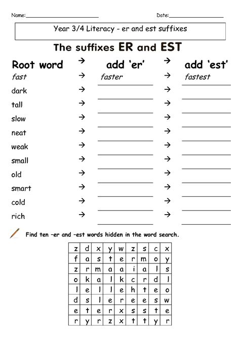Suffixes Worksheets | Suffixes -er Worksheets - Worksheets Library