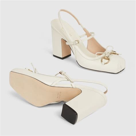 Women's Gucci Horsebit slingback pump in off white leather | GUCCI® ZA