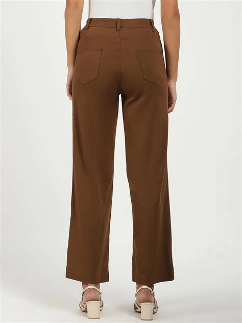 Loose Fit Trousers - Brown Stretchable Loose Fit Trousers for Comfort