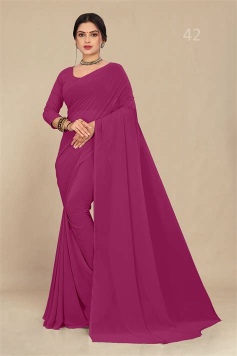 georgette weightless magenta saree with grain texture – Stava Creation ...