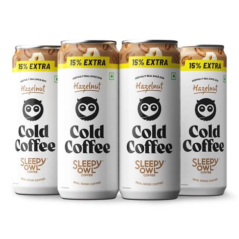Sleepy Owl Hazelnut Cold Coffee | 4 x 230mL Cans | Made With Real Milk ...