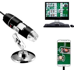 RyzCare 20X to 1000X 8LED USB 3D Digital Microscope Endoscope Magnifier ...