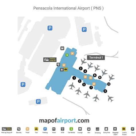 Map Of Pensacola International Airport (PNS) - Terminal 1 Map