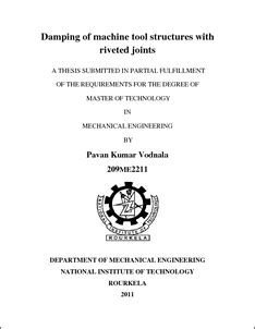 Damping of machine tool structures with riveted joints - ethesis