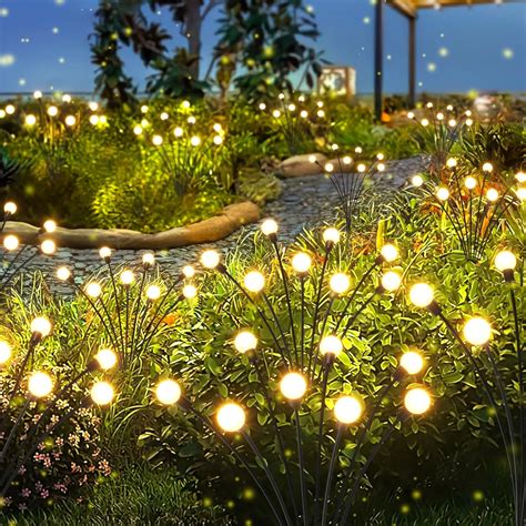 LETMY Solar Lights Outdoor, 4 Pack 32 LED Swaying Solar Garden Lights ...
