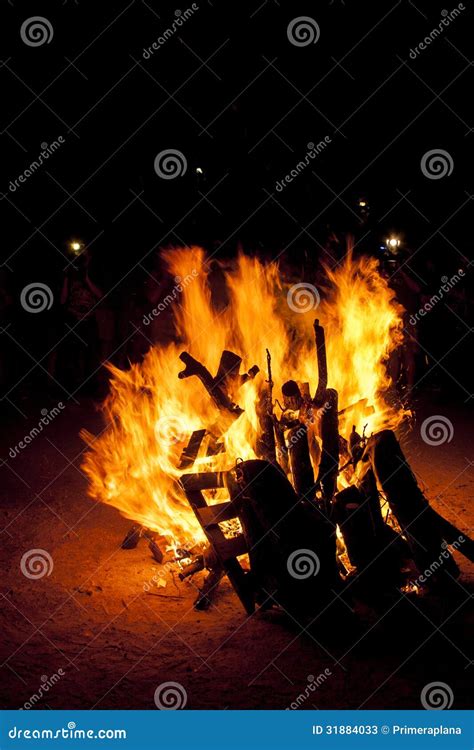 St. John Bonfire Tradition in Spanish Stock Image - Image of flames ...