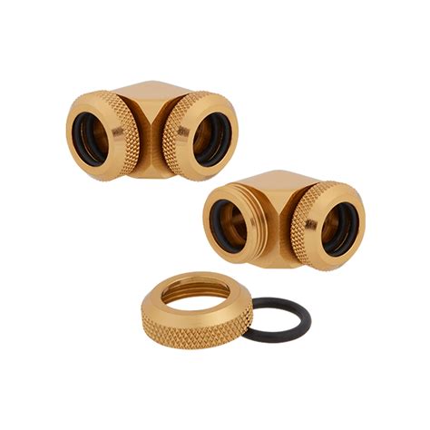 Buy CORSAIR Hydro X Series XF Hardline 90° 12mm OD Fitting Twin Pack (Gold)