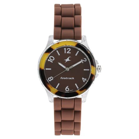 Buy Online Fastrack Trendies Quartz Analog Brown Dial Silicone Strap ...
