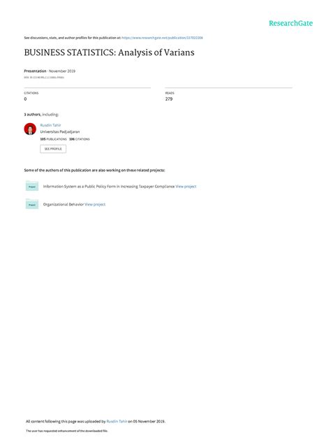 Analysis of Variance - See discussions, stats, and author profiles for ...