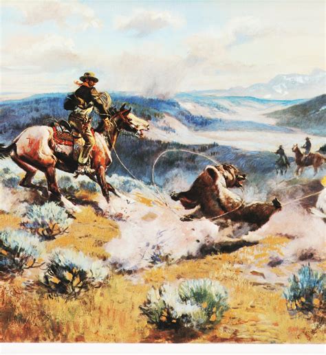 Cowboy Art Print Vintage Western Art of CM Russell Print "loops and ...