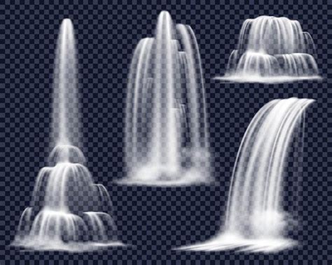 4款流淌的水流瀑布流水效果图片免抠矢量素材 - 设计盒子