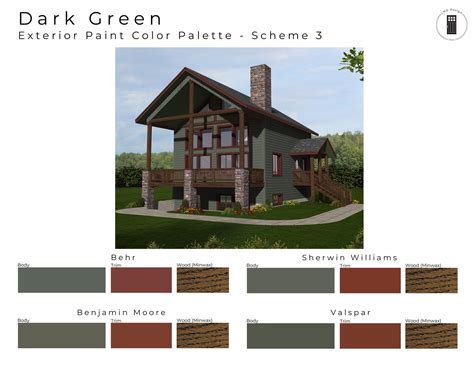 Dark Olive Green Exterior Paint Palettes | Green House Exterior Paint ...