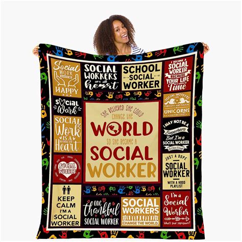 Amazon.com: AYUNIX Social Worker Gifts Blanket for Women Men, Thank You ...