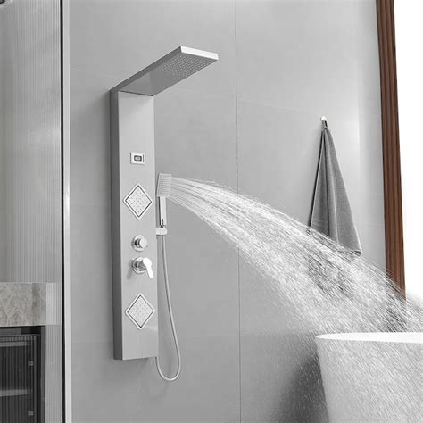 BWE Chrome Nickel 8-in Shower Panel System with 3-way Diverter (Valve ...