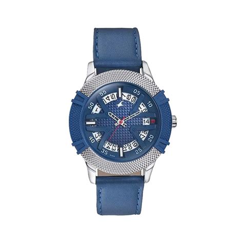 Fastrack Dial It Up Quartz Analog with Date Blue Dial Leather Strap ...