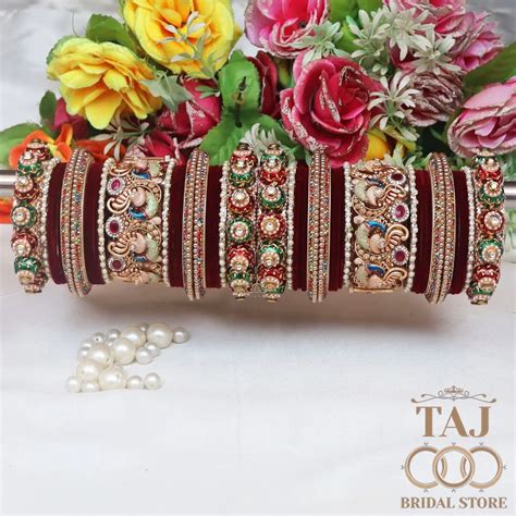 Heavy Design Rajwadi Bridal Bangles Set With Beautiful Peacock Design ...