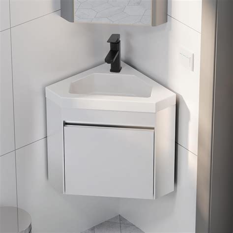 eclife 22" Corner Bathroom Vanity Sink Combo for Small Space Wall ...