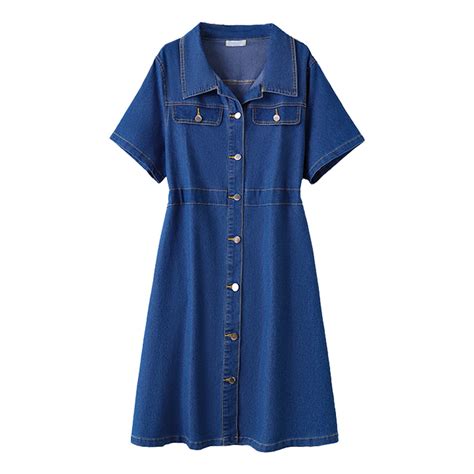 Plus Size Denim Dress For Women Summer Lightweight Utility Dress With ...