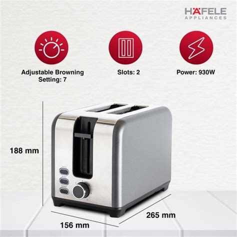 Hafele Electric Toaster 930 W (Grey) 220 W Pop Up Toaster Price in ...