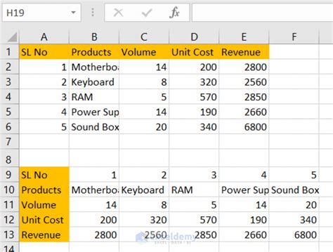 Image result for Convert Column into Row Excel