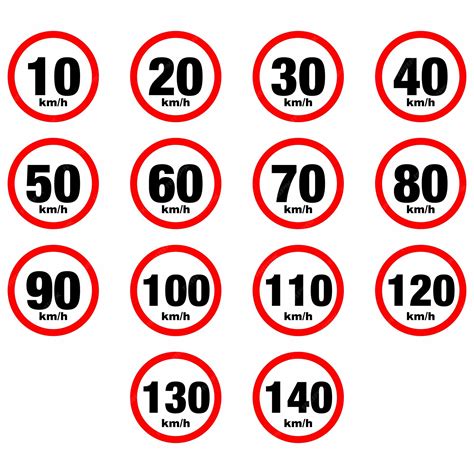 Premium Vector | Collection of maximum speed limit signals 10, 20, 30 ...