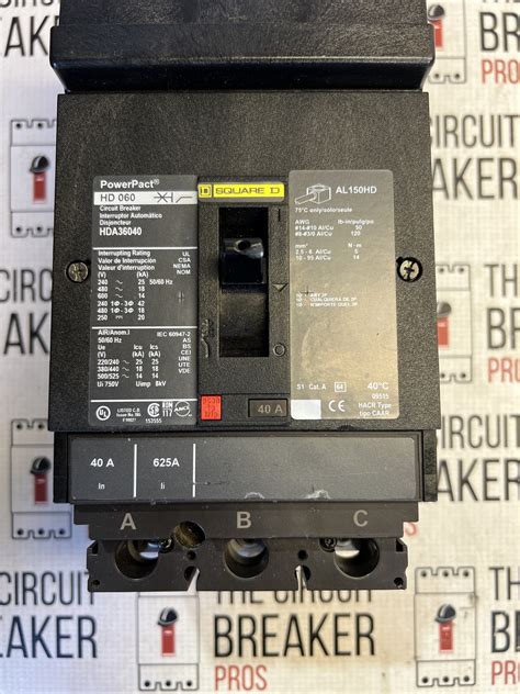 HDA36040 SQUARE D CIRCUIT BREAKER 40 AMP 3 POLE 600 VAC NEW surplus | eBay