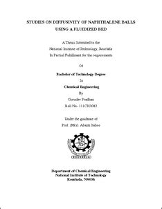 Studies on Diffusivity of Naphthalene Balls Using Fluidized Bed - ethesis