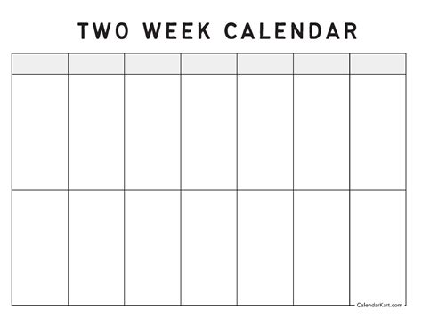 Printable Two Week Calendar - CalendarKart