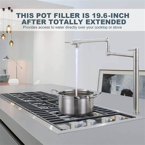 WOWOW Brushed Nickel Deck Mount Pot Filler Folding Faucet Over Stove ...