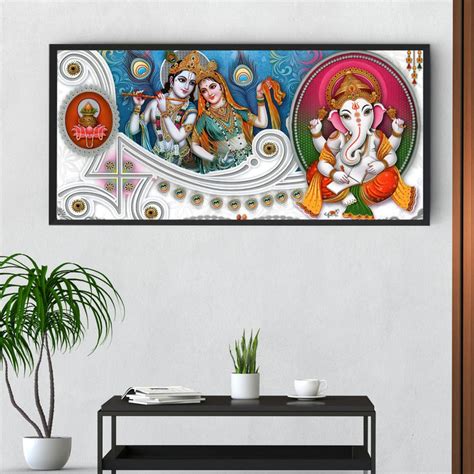 Radha Krishna and Ganesha - Premium Canvas Wall Art | Artistic ...