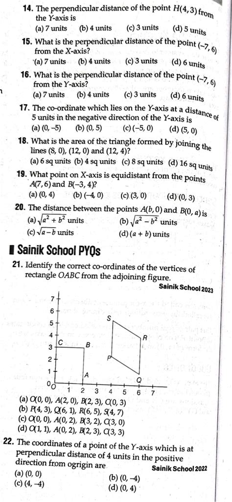 14. The perpendicular distance of the point H(4,3)frOmm the Y-axis is(a..