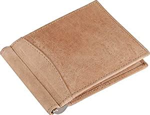 Buy Men Brown Genuine Leather RFID Money Clip 6 Card Slot 0 Note ...