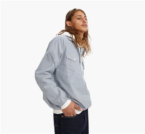 Long Sleeve Raglan Zip-up Shirt - Blue | Levi's® US